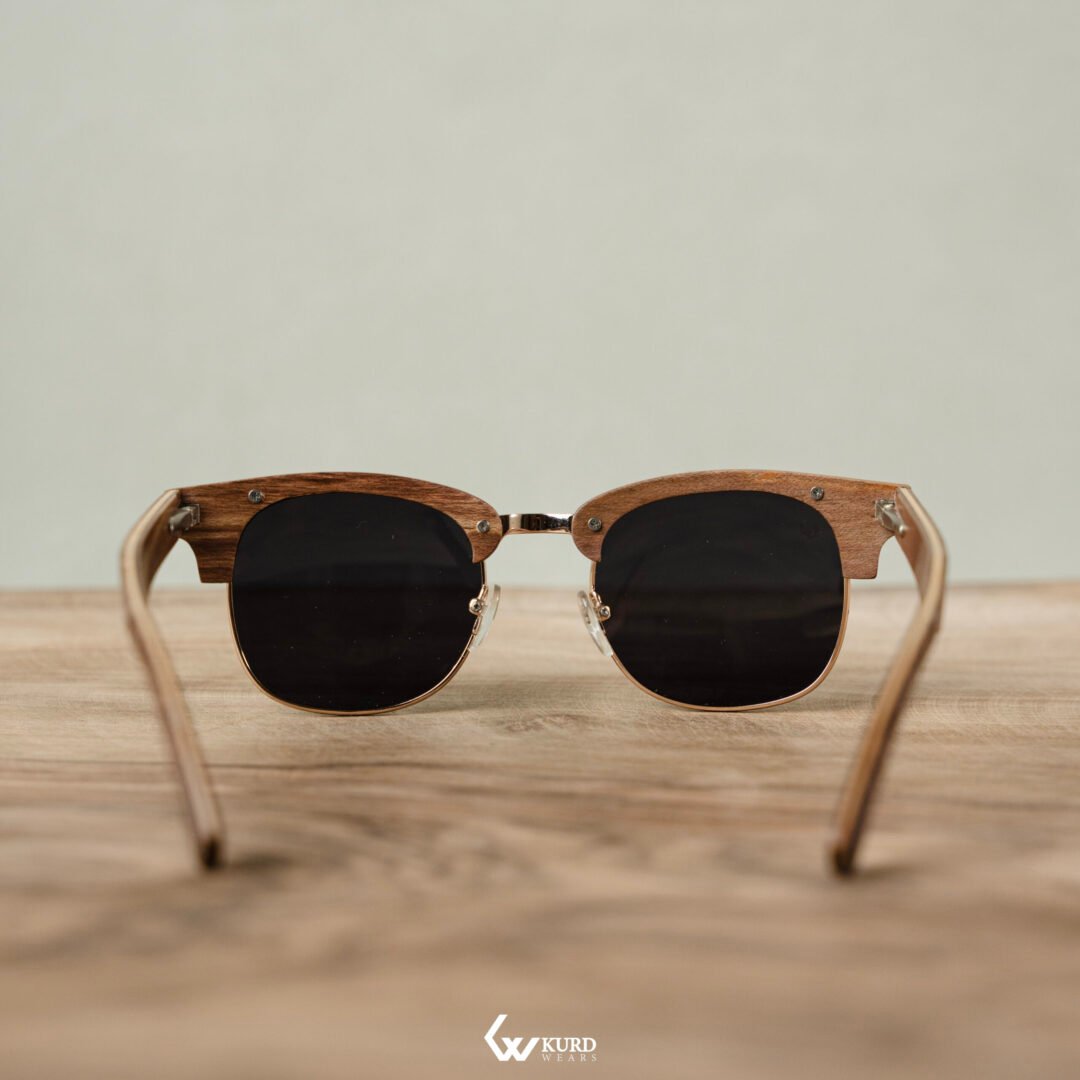 Half-Circle Brown Wooden Sunglasses - Image 5