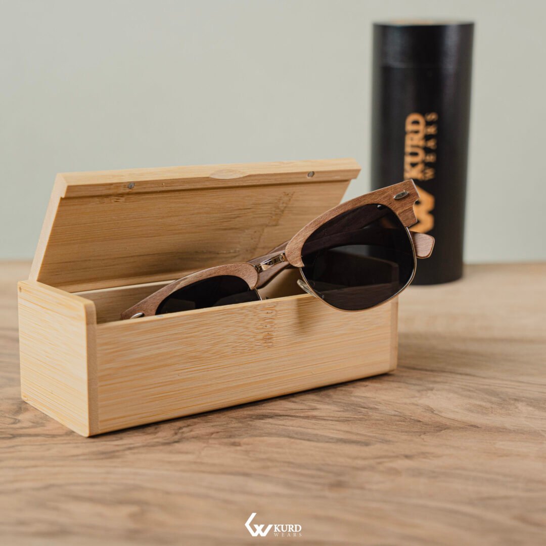 Half-Circle Brown Wooden Sunglasses - Image 4