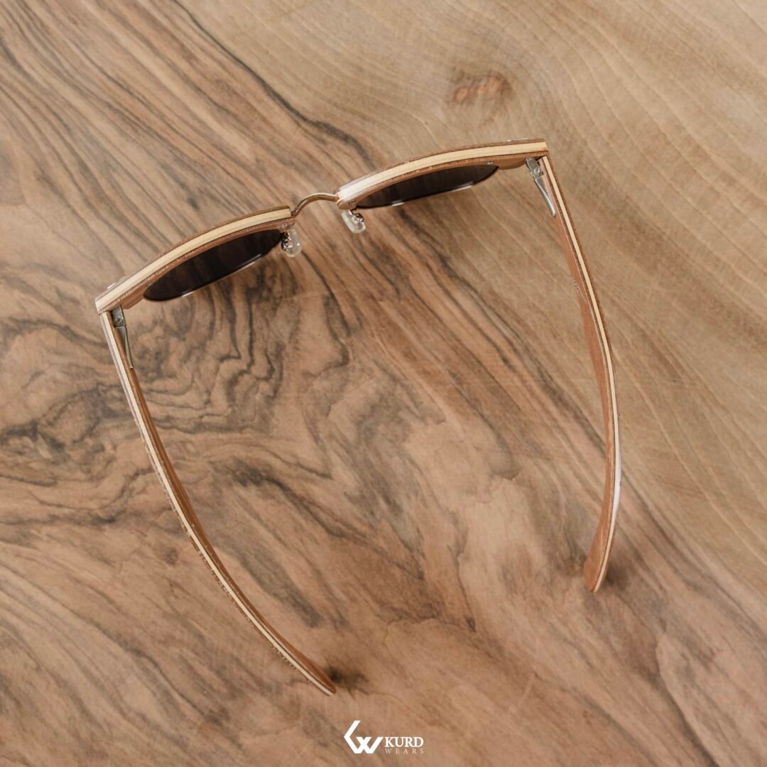 Half-Circle Brown Wooden Sunglasses