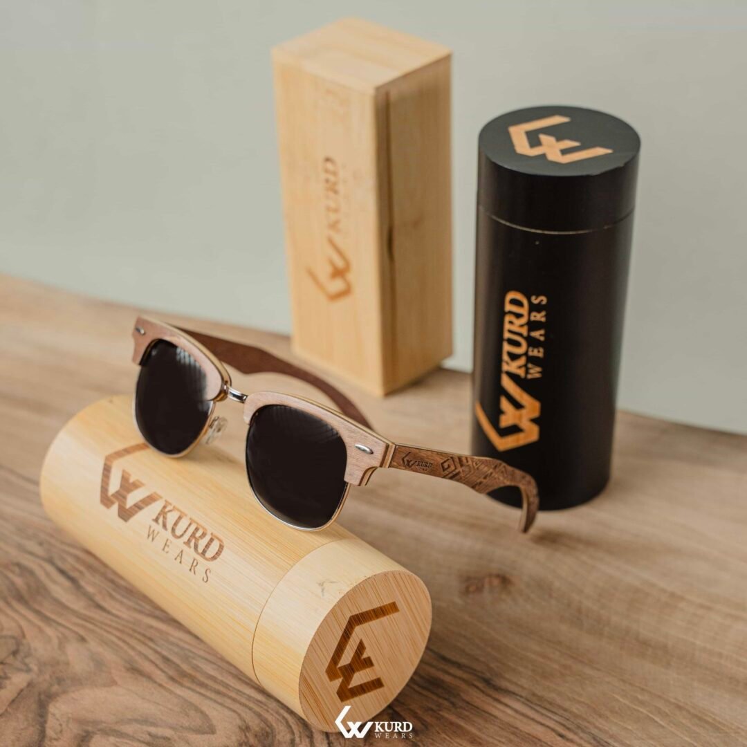 Half-Circle Brown Wooden Sunglasses