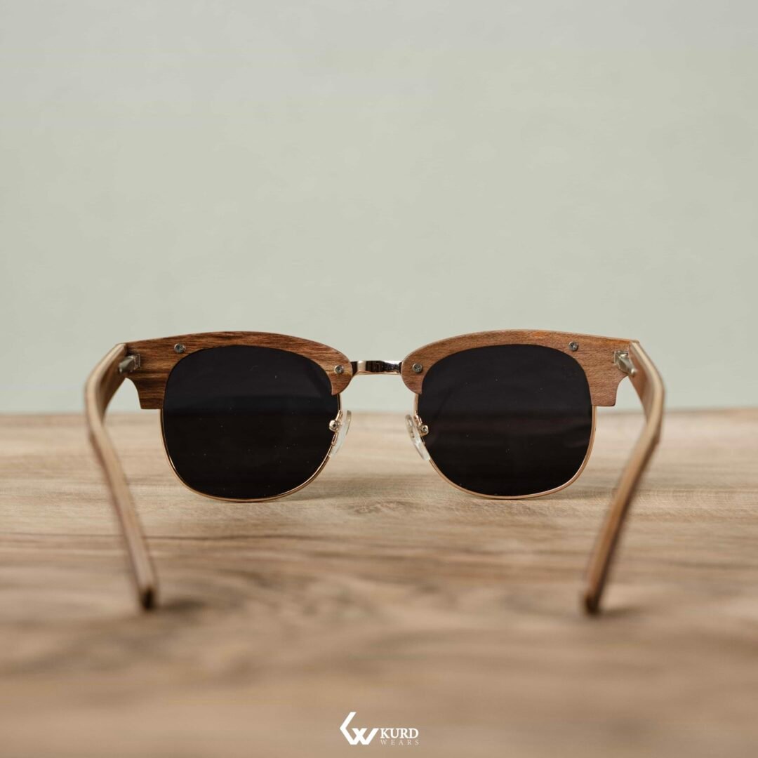 Half-Circle Brown Wooden Sunglasses