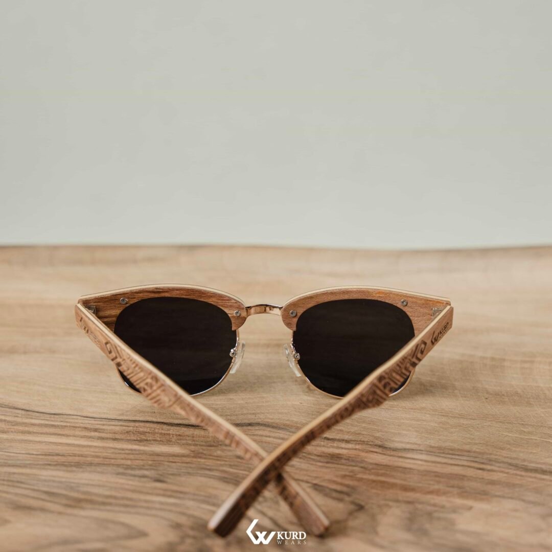 Half-Circle Brown Wooden Sunglasses