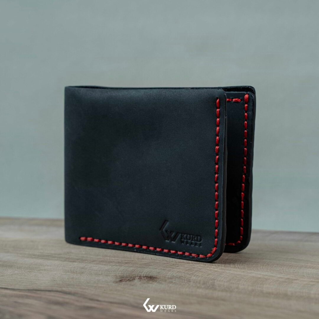 Bifold Wallet - Black Red Stitches