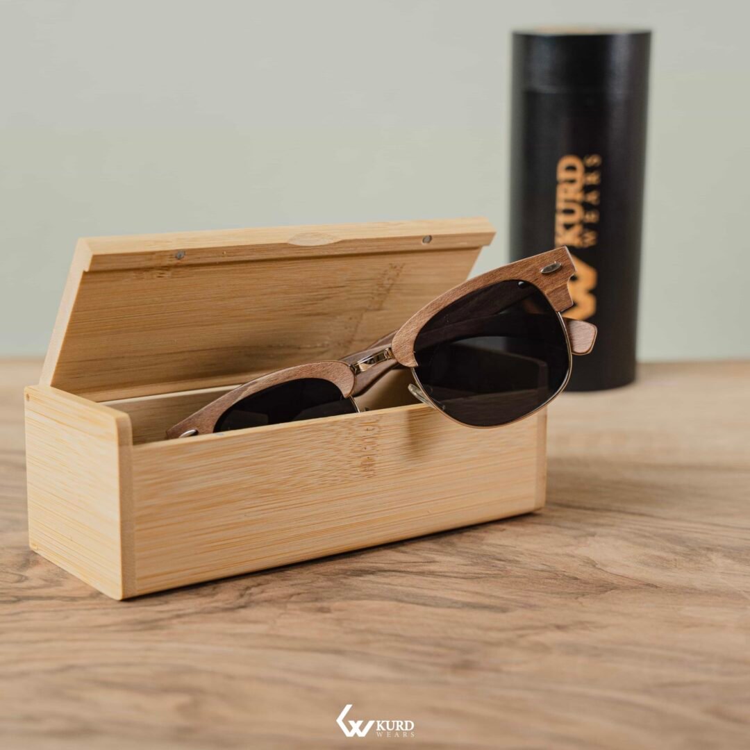 Half-Circle Brown Wooden Sunglasses