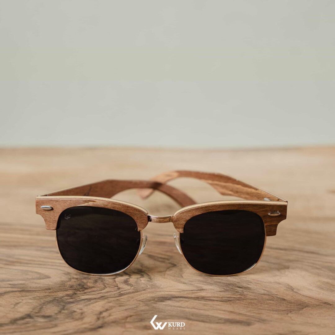 Half-Circle Brown Wooden Sunglasses